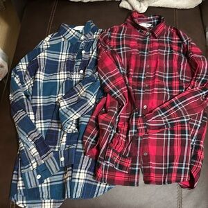 2 Old Navy Plaid Boyfriend Shirts- size L
